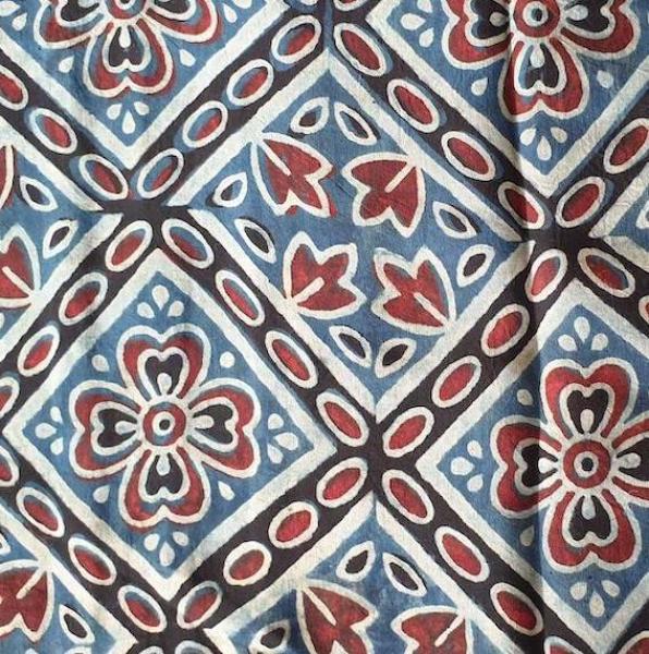 Ajrak Hand Block Print aus Indien – BLUE FLORALViskose
